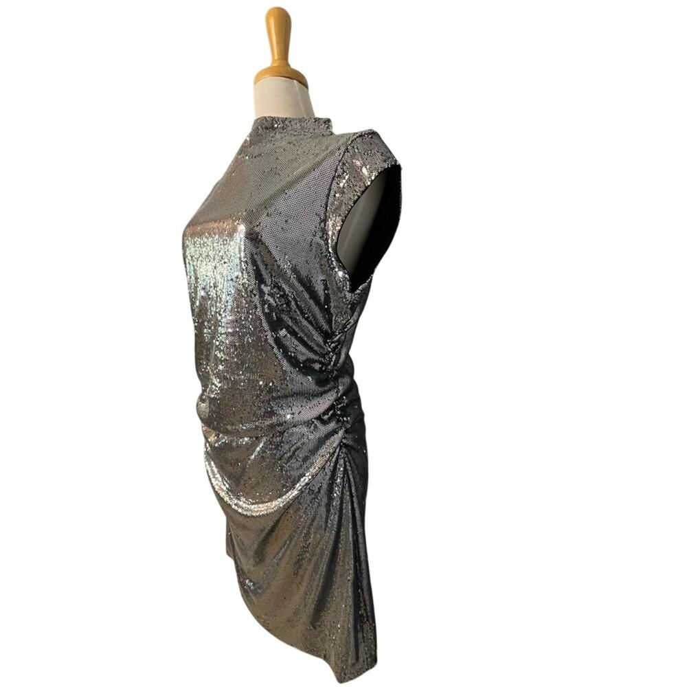 NWT Michael Kors Silver Ruched Sheath Mini Party Dress XL